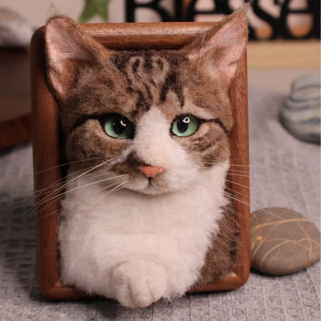 客製擬真寵物羊毛氈貓咪相框